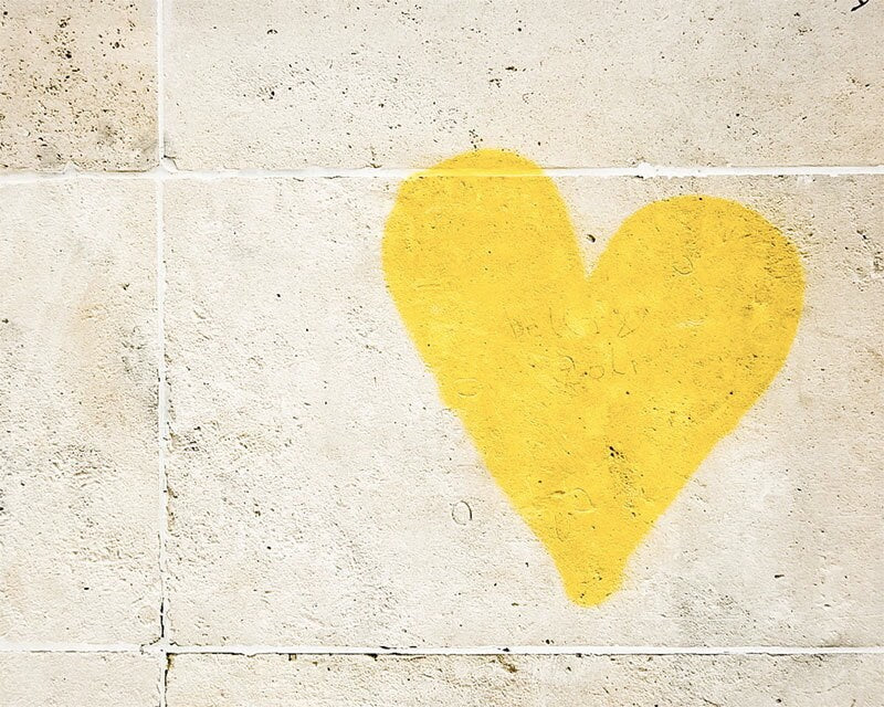 Paris Photography, Graffiti Heart Paris Print, Large Art Print Fine Art Photography, Yellow Wall Art, Girlfriend Gift for Her, Romantic