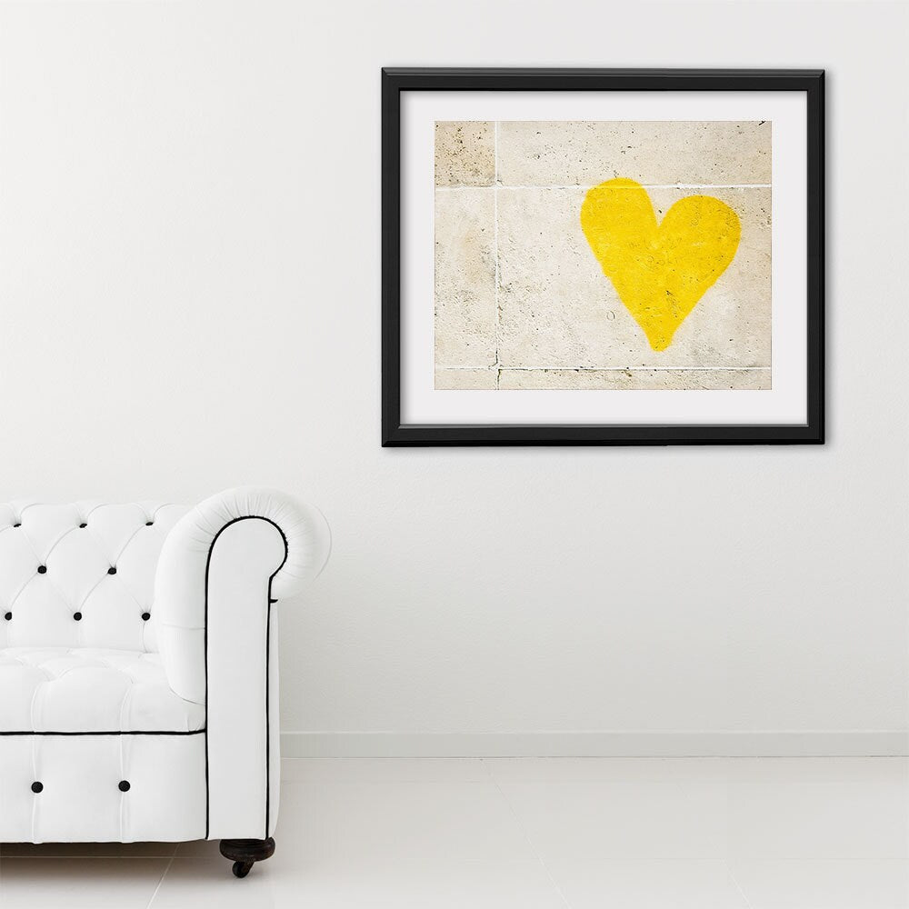 Paris Photography, Graffiti Heart Paris Print, Large Art Print Fine Art Photography, Yellow Wall Art, Girlfriend Gift for Her, Romantic