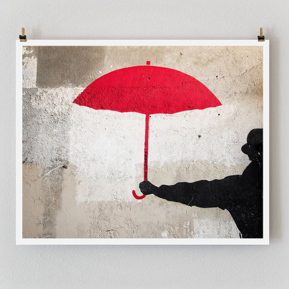 Paris Photography, Red Umbrella Paris Print Extra Large Wall Art Prints, Paris Wall Decor